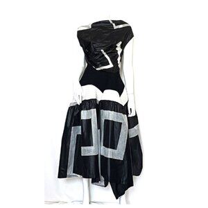 Issey Miyake Square Scheme-3 Dress Sz 2 M Black Silver White $2465